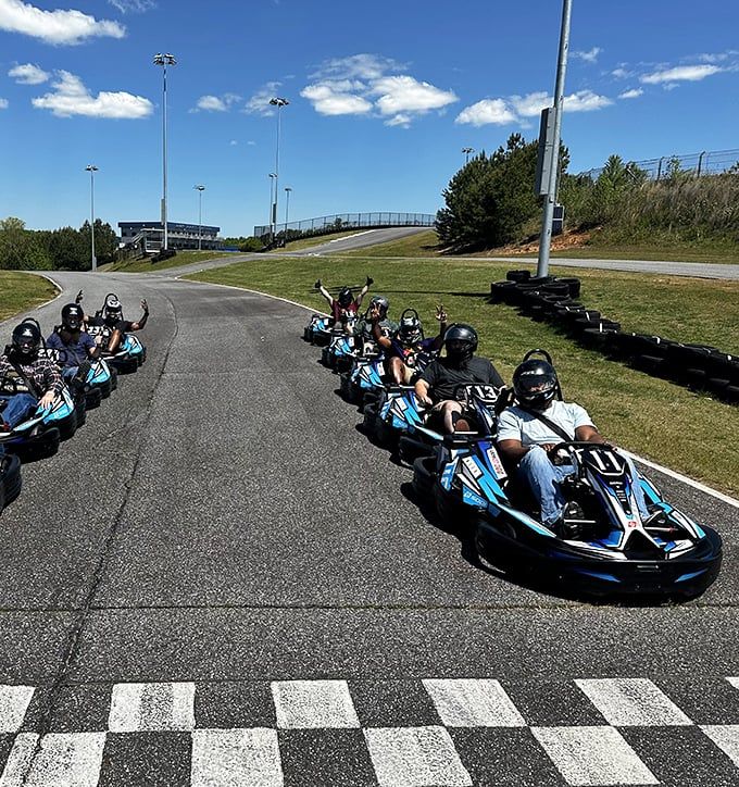 inea di partenza sulla pista road Kart Arena Italia
